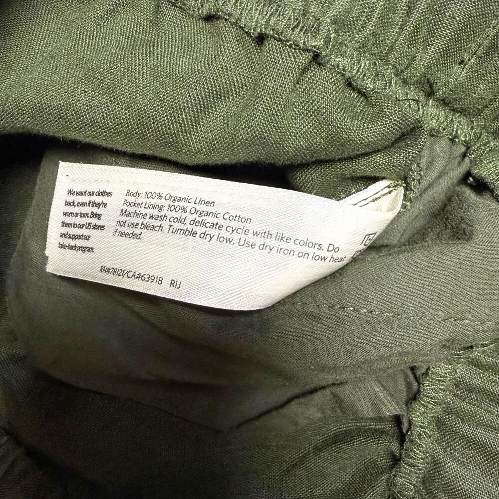 Eileen Fisher Olive / Forest Green 100% Organic Linen Wide-Leg Pants XXS - Picture 4 of 6